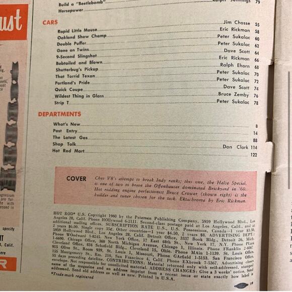 BUNDLE LOT Four (4) Hot Rod Magazines Oct 1958 May 1959 March 1960 June 1960 - Picture 9 of 14